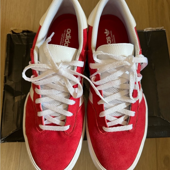 Adidas Red and White Sneakers - Picture 2 of 7